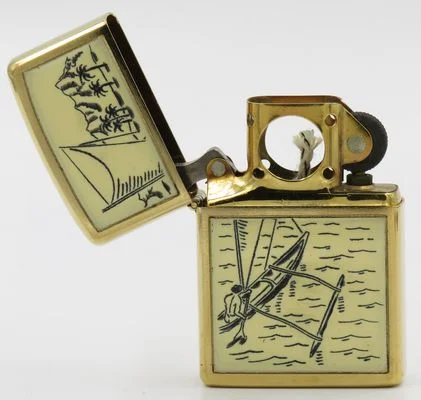 【極美品】Zippo SCRIMSHAW SHIP ヴィンテージ New ZIPPO scrimshaw ship and lighthouse model 359 XII